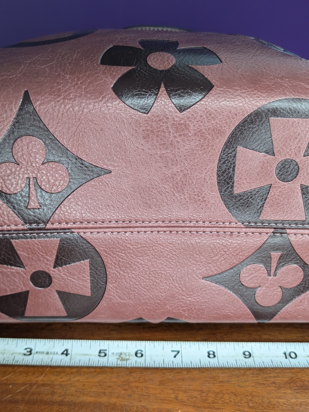 Floral Faux Leather Hobo Purse Dark Purple Color  NWOT - Picture 4 of 14